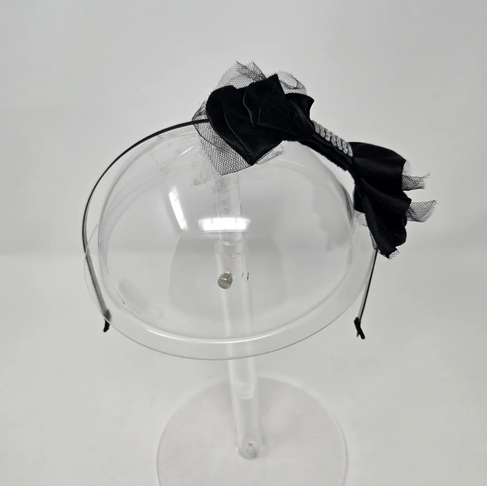 HANDMADE SET OF 4 BLACK FASCINATOR HEADBAND HAIR ACCESSORY BACHELORETTE WOMEN OS